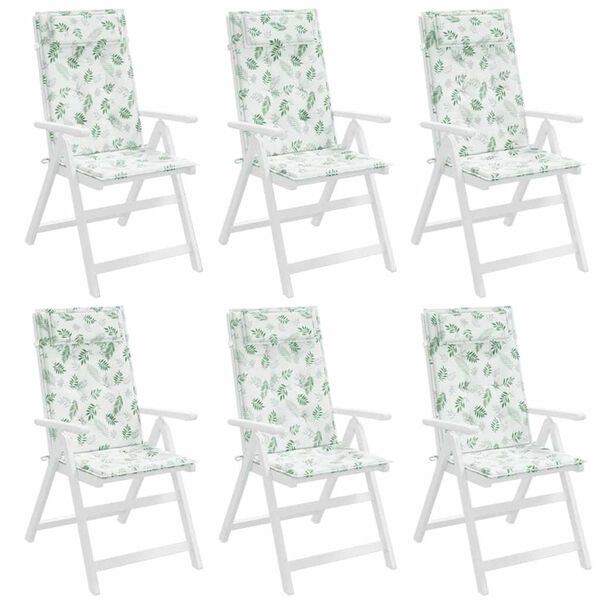 vidaXL 6 db levélmintás oxford szövet magas háttámlájú székpárna