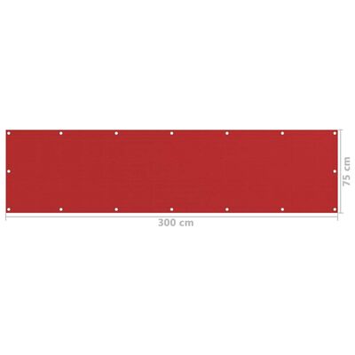 vidaXL piros HDPE erkélytakaró 75 x 300 cm