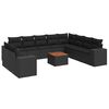 vidaXL 11 r&eacute;szes fekete polyrattan kerti &uuml;lőgarnit&uacute;ra p&aacute;rn&aacute;kkal