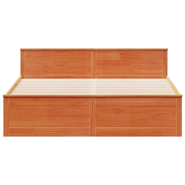 vidaXL barna t&ouml;m&ouml;r fenyőfa &aacute;gy matrac n&eacute;lk&uuml;l fejt&aacute;ml&aacute;val 180 x 200 cm