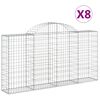 vidaXL 8 db íves horganyzott vas gabion kosár 200x30x100/120 cm