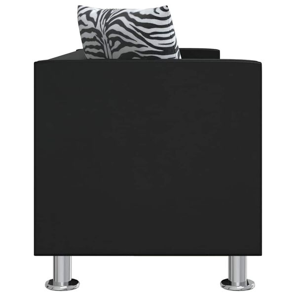 vidaXL fekete 3 szem&eacute;lyes műbőr kanap&eacute;