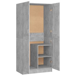 vidaXL betonsz&uuml;rke szerelt fa ruh&aacute;sszekr&eacute;ny 82,5 x 51,5 x 180 cm