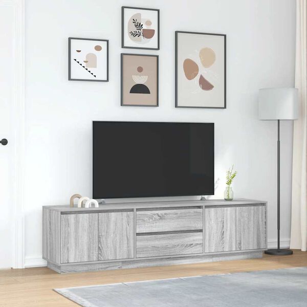 vidaXL szürke sonoma színű TV-szekrény LED-lámpákkal 193,5x41x50 cm