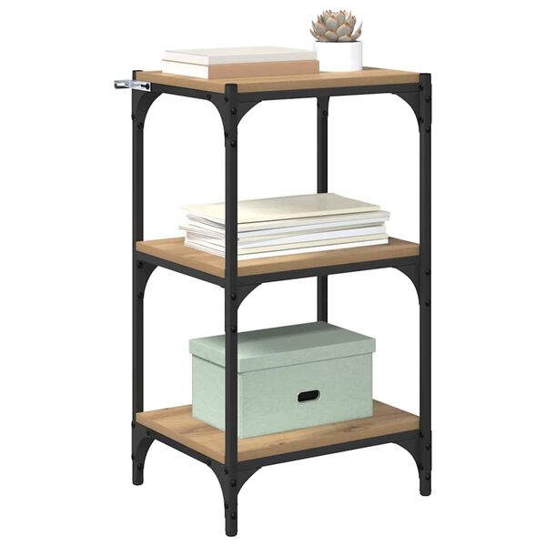 vidaXL K&ouml;nyvespolc k&eacute;zműves t&ouml;lgy 40 x 33 x 70,5 cm Műszaki fa &eacute;s vas