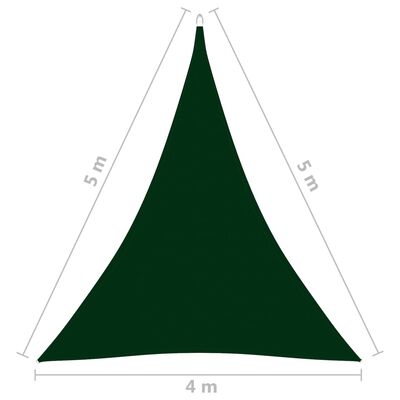 vidaXL sötétzöld háromszög alakú oxford-szövet napvitorla 4x5x5 m