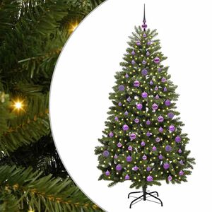 vidaXL Mű kar&aacute;csonyfa 180 cm 300 LED Meleg feh&eacute;r PVC &eacute;s Ac&eacute;l Z&ouml;ld