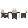 vidaXL Kert étkező szett párnával 5 pcs Barna polirattan