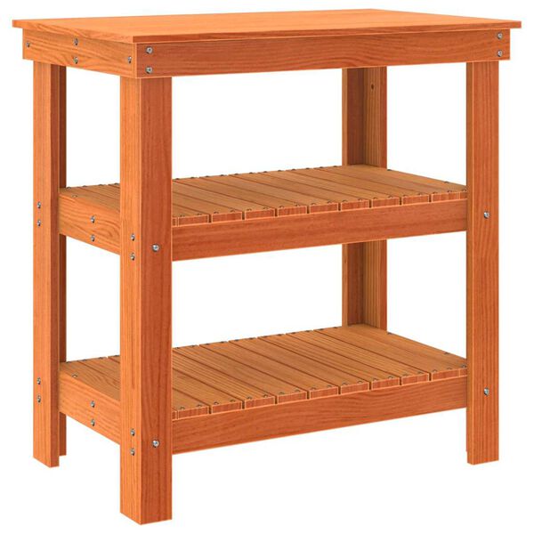 vidaXL Munkapad polcokkal Faggy&uacute; barna 78,5 x 50 x 80 cm T&ouml;m&ouml;r fenyőfa