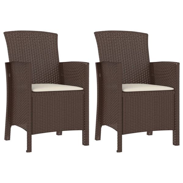 vidaXL 2 db barna polyrattan kerti szék párnával