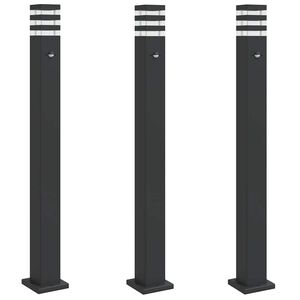 vidaXL 3 db fekete alum&iacute;nium k&uuml;lt&eacute;ri &aacute;ll&oacute;l&aacute;mpa &eacute;rz&eacute;kelővel 110 cm