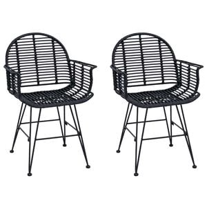 vidaXL &Eacute;tkezősz&eacute;k 2 db Rattan &eacute;s Vas Fekete 57 x 55 x 85 cm