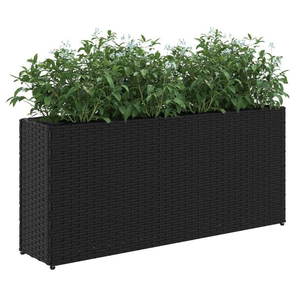 vidaXL 2 db fekete polyrattan kerti &uuml;ltetől&aacute;da 2 cser&eacute;ppel 90x20x40 cm