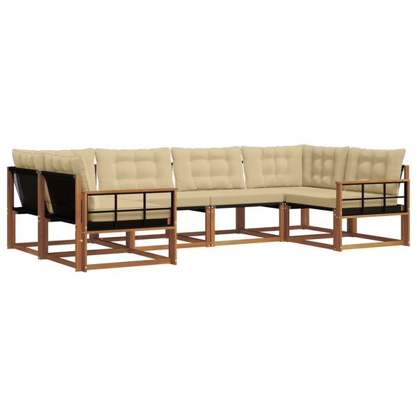 vidaXL K&uuml;lt&eacute;ri kanap&eacute; szett p&aacute;rn&aacute;val 6 pcs Term&eacute;szetes &eacute;s b&eacute;zs