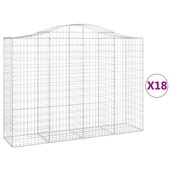 vidaXL 18 db íves horganyzott vas gabion kosár 200x50x140/160 cm