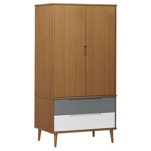 vidaXL MOLDE barna t&ouml;m&ouml;r fenyőfa gardr&oacute;b 90 x 55 x 175 cm