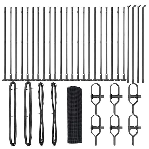 vidaXL Ker&iacute;t&eacute;soszlop Sz&uuml;rke 50 x 0,8 m (25 x 25 mm h&aacute;l&oacute;) Ac&eacute;l &eacute;s PVC