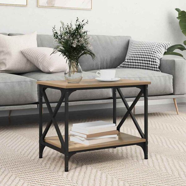 vidaXL Oldal asztal Artisan t&ouml;lgy 55 x 38 x 45 cm Faanyag