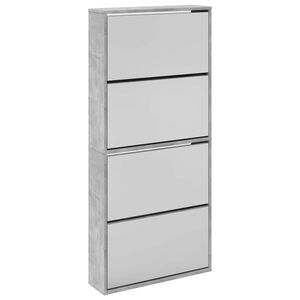 vidaXL betonsz&uuml;rke 4 szintes cipőszekr&eacute;ny t&uuml;k&ouml;rrel 63 x 17 x 134 cm