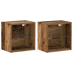 vidaXL Lebegő polc polcokkal 2 pcs Barna 40 x 28,5 x 40 cm Faanyag