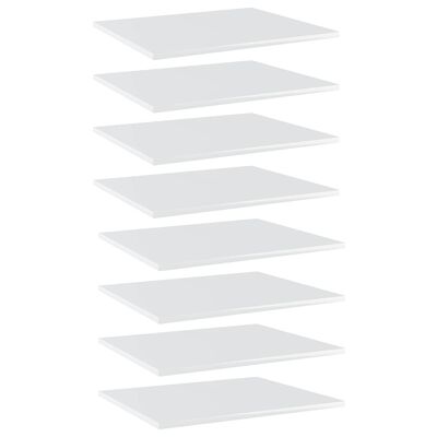 vidaXL 8 db magasfényű fehér forgácslap könyvespolc 60 x 50 x 1,5 cm