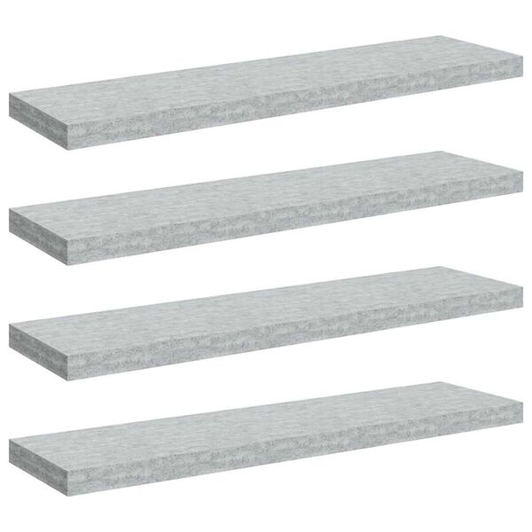 vidaXL 4 db betonsz&uuml;rke MDF lebegő fali polc 90 x 23,5 x 3,8 cm