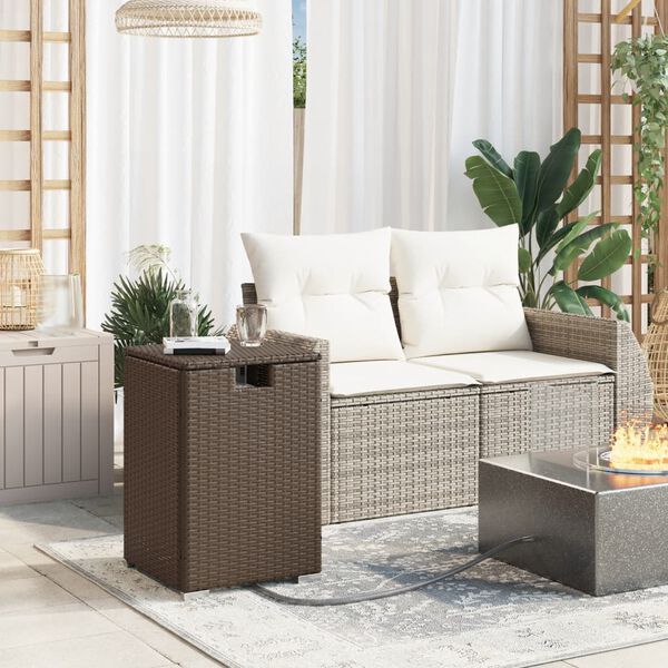 vidaXL barna polyrattan prop&aacute;ntart&aacute;ly bor&iacute;t&oacute; asztal 40 x 40 x 60 cm