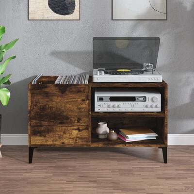 vidaXL füstös tölgyszínű szerelt fa hanglemezszekrény 84,5x38x48 cm