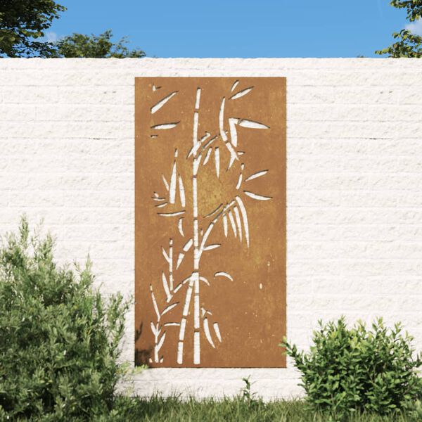 vidaXL bambuszmint&aacute;s corten ac&eacute;l kerti fald&iacute;sz 105 x 55 cm