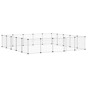 vidaXL 20 paneles fekete ac&eacute;l kis&aacute;llatketrec ajt&oacute;val 35 x 35 cm