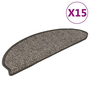 vidaXL 15 db sziz&aacute;l hat&aacute;s&uacute; barna b&eacute;zs &ouml;ntapad&oacute; l&eacute;pcsőszőnyeg 65x21x4cm