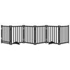 vidaXL fekete t&ouml;m&ouml;r fa 6 paneles &ouml;sszecsukhat&oacute; kutyakapu ajt&oacute;val 300cm