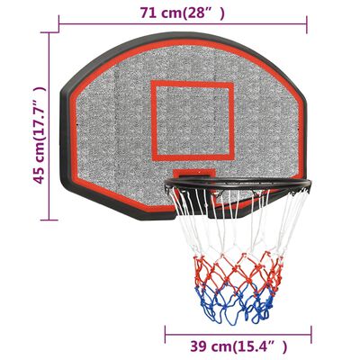 vidaXL fekete polietilén kosárlabdapalánk 71 x 45 x 2 cm