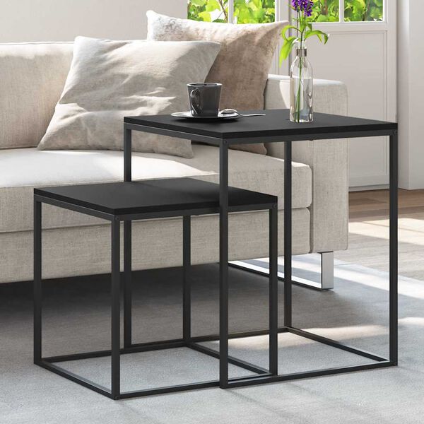 vidaXL 2 db szerelt fa &eacute;s f&eacute;m doh&aacute;nyz&oacute;asztal