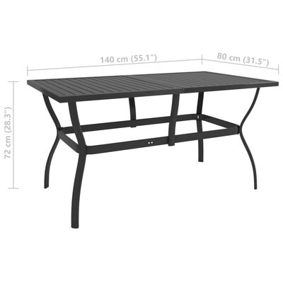 vidaXL antracitszürke acél kerti asztal 140 x 80 x 72 cm