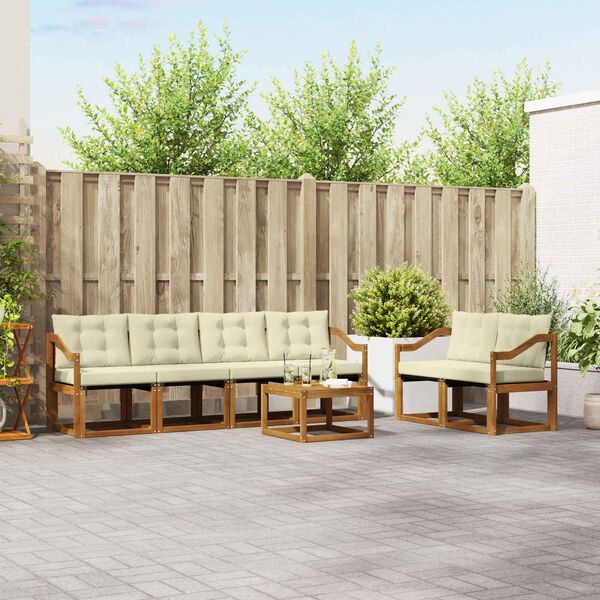 vidaXL K&uuml;lt&eacute;ri kanap&eacute; szett p&aacute;rn&aacute;val 7 pcs Term&eacute;szetes &eacute;s kr&eacute;msz&iacute;nű