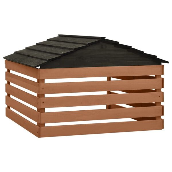 vidaXL fekete és barna fenyőfa robotfűnyíró-tároló 78 x 74 x 54 cm