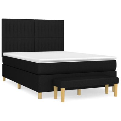 vidaXL fekete szövet rugós ágy matraccal 140 x 190 cm