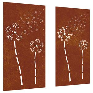 vidaXL 2 db vir&aacute;gmint&aacute;s corten ac&eacute;l kerti fald&iacute;sz 105 x 55 cm
