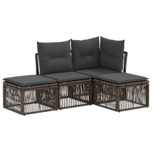 vidaXL Kerti Kanap&eacute; Szett 4 pcs Sz&uuml;rke polirattan