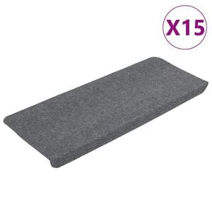 vidaXL 15 db sz&uuml;rke &ouml;ntapad&oacute; l&eacute;pcsőszőnyeg 65x24,5x3,5 cm