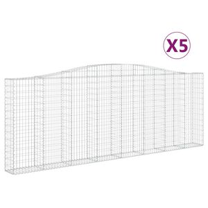 vidaXL 5 db &iacute;ves horganyzott vas gabion kos&aacute;r 400x30x140/160 cm