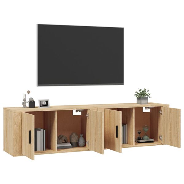 vidaXL 2 db sonoma t&ouml;lgy sz&iacute;nű fali TV-szekr&eacute;ny 80 x 34,5 x 40 cm