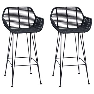 vidaXL B&aacute;rsz&eacute;k 2 pcs Fekete 55 x 52 x 92 cm Rattan &eacute;s Vas