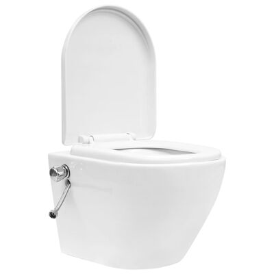 vidaXL fehér kerámia perem nélküli fali WC bidé funkcióval