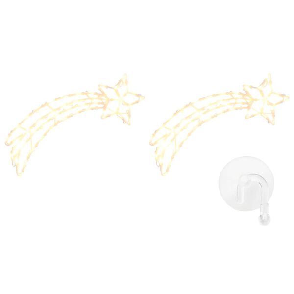 vidaXL 2 db meleg feh&eacute;r kar&aacute;csonyi f&eacute;nyek hull&oacute;csillag sziluett 50 LED