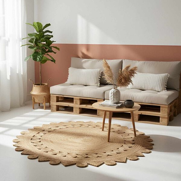 vidaXL Szőnyeg Barna Ø 180 cm Juta