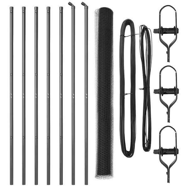 vidaXL Ker&iacute;t&eacute;soszlop Sz&uuml;rke 10 x 1,6 m (25 mm-es h&aacute;l&oacute;) Ac&eacute;l &eacute;s PVC