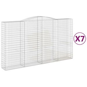 vidaXL 7 db &iacute;ves horganyzott vas gabion kos&aacute;r 400x50x220/240 cm