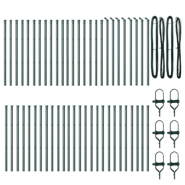vidaXL Kerítésoszlop Egyéb 52 pcs Zöld 3,2 x 3,2 x 120 cm Acél